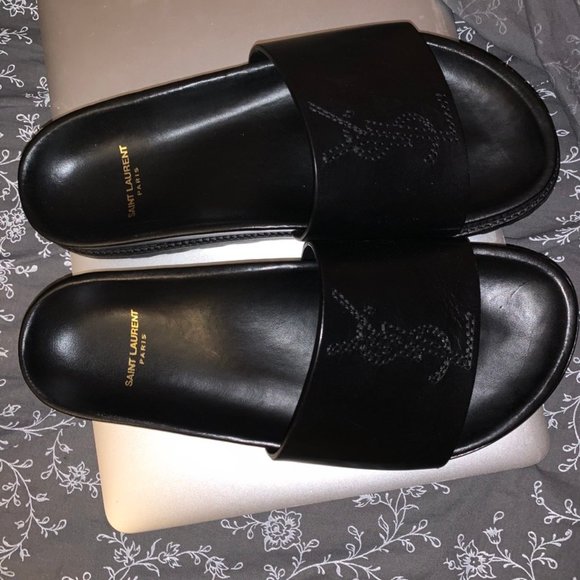 Saint Laurent - Jimmy Leather Slides - Picture 4 of 8